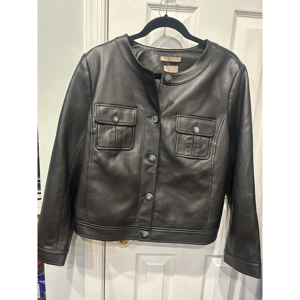 TALBOTS Lady Black 100% Lambs Leather Jacket/ Blazer 16P NWT Elegant Classic